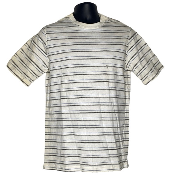 Basic Editions Striped Tee (Size:Small, Color:White/Black/Blue) - Picture 1 of 5